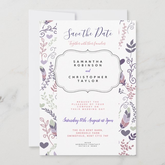 Invitation Faire part de mariage personnalisé pour la date de (Devant)