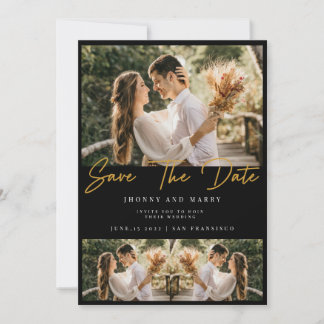 Invitation Faire Part de Mariage Photo de Typographie Moderne