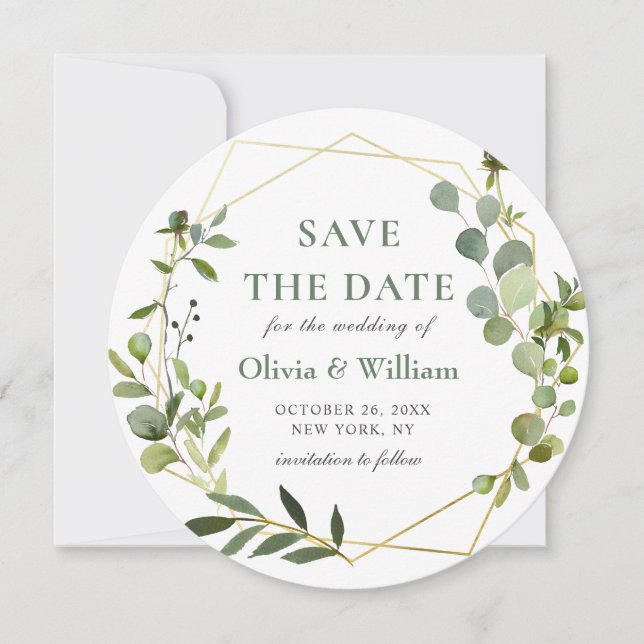 Invitation Faire part de mariage PHOTO Eucalyptus Moderne Éco (Devant)