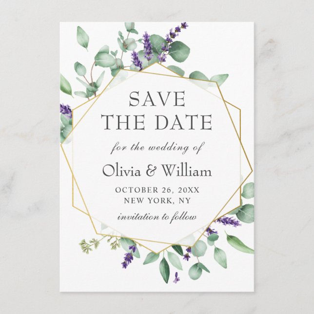 Invitation Faire part de mariage PHOTO Eucalyptus Moderne ÉCR (Devant)