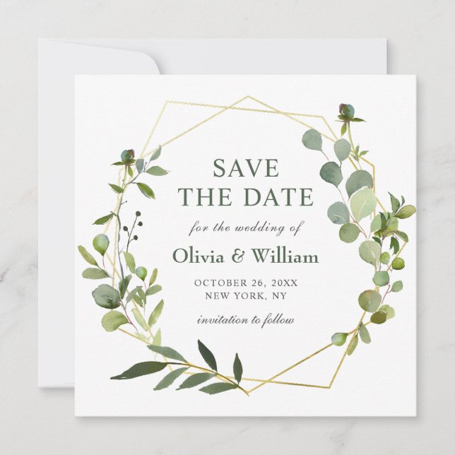 Invitation Faire part de mariage PHOTO Eucalyptus Moderne SAV (Devant)