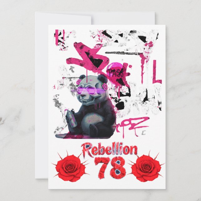 Invitation Faire part de mariage Rebellion 78 Graffiti Panda  (Devant)