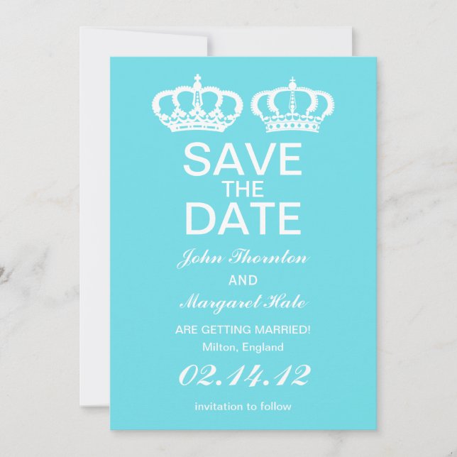 Invitation Faire part de mariage royal bleu (Devant)