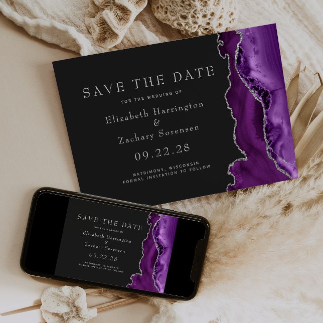 Invitation Faire part de mariage Violet Agate Argenté Foncé (Créateur téléchargé)