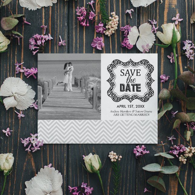 Invitation Faire part de mise en réserve de date {Chevron arg (Créateur téléchargé)