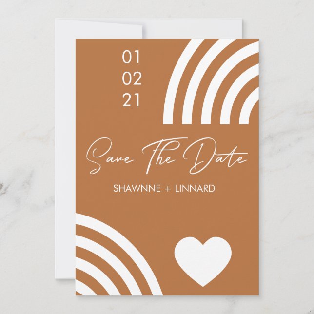 Invitation Faire part de motif terracotta boho script avec ph (Devant)