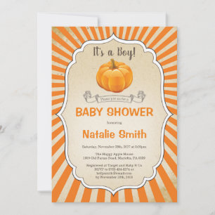 Invitation Faire part de naissance bébé citrouille Garçon Aut