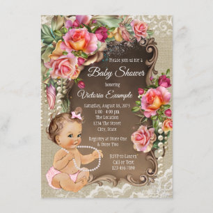 Invitation Faire part de naissance bébé en toile de jute et d