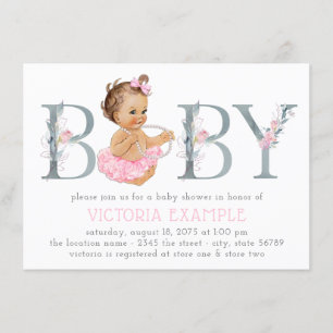 Invitation Faire part de naissance bébé fille tutu rose gris