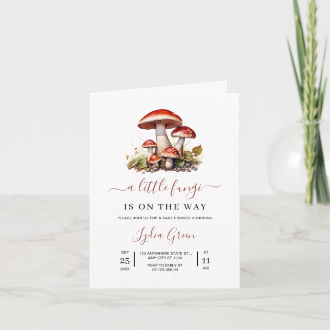 Invitation Faire part de naissance champignon, Baby Shower d' (Devant)