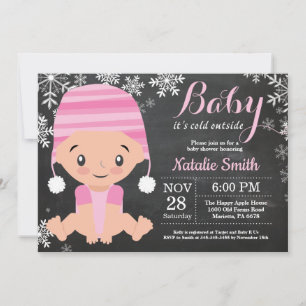Invitation Faire part de naissance fille rose hivernal Tablea