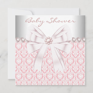 Invitation Faire part de naissance Fille Rose Perles Rose Dam