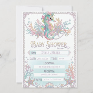 Invitation "Faire-part de naissance Licorne de mer Mignon