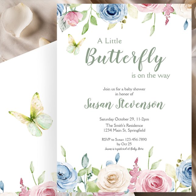 Invitation Faire part de naissance papillon pour bébé de genr (Créateur téléchargé)