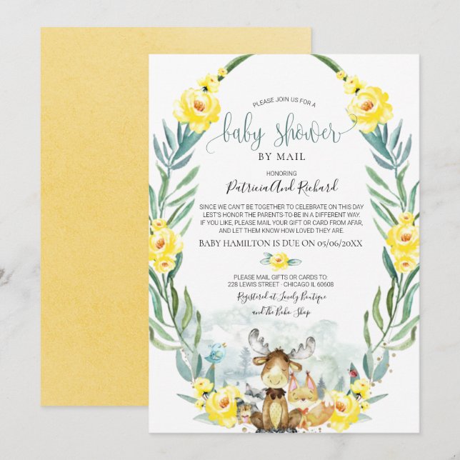 Invitation Faire part de naissance par courrier sur la verdur (Devant / Derrière)