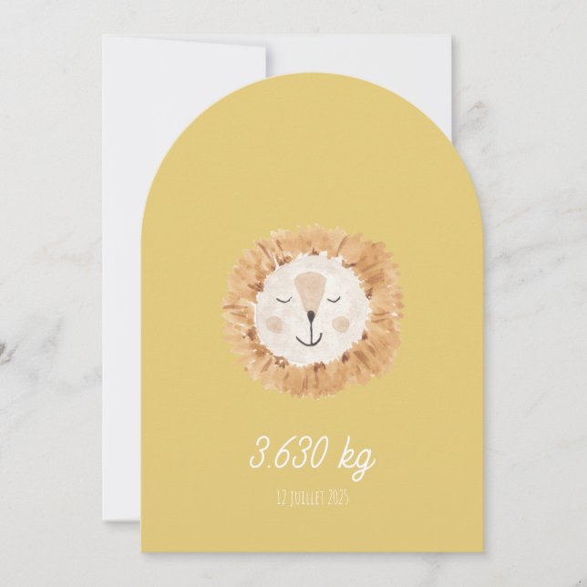 Invitation Faire part de naissance simple Petit Lion (Devant)