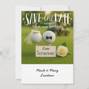 Invitation Faire part de notre mariage avec balles de golf