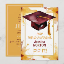 🎓Faire-part de remise de diplôme Golden Glow pers
