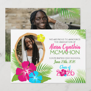 Invitation Faire part de remise de diplôme Luau hawaïen 2