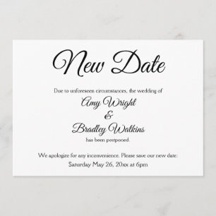 Invitation "Faire-part de report de mariage élégant "Nouvelle