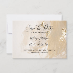 Invitation Faire part de sauvegarde de couleur or beige aquar