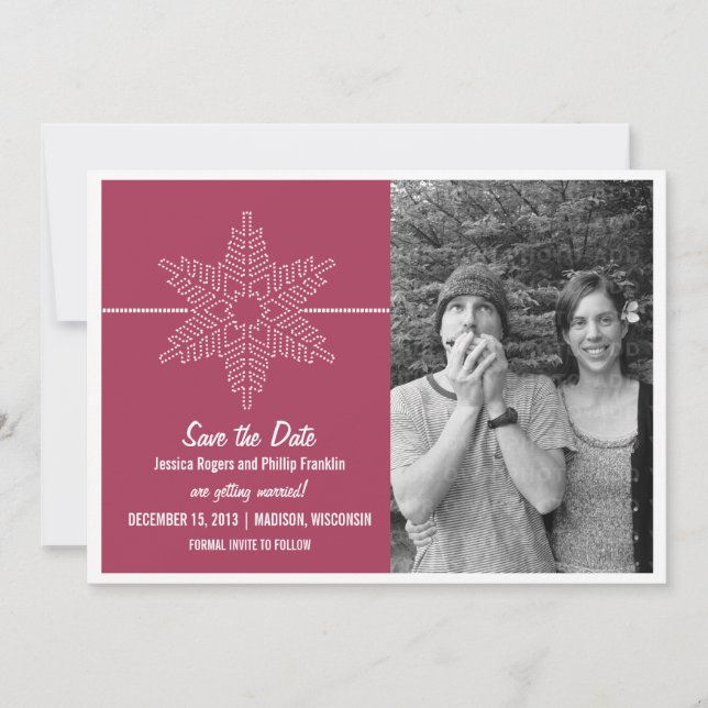 Invitation Faire part de sauvegarde de date Sweet Snowflake,  (Devant)