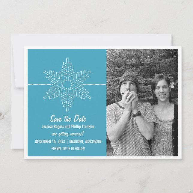 Invitation Faire part de sauvegarde de flocon de neige doux,  (Devant)
