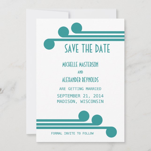 Invitation Faire part de Save the Date Chic Deco Simple Sarce (Devant)