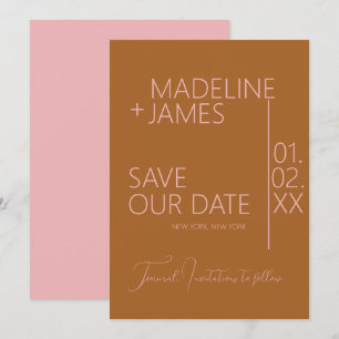 Invitation Faire part de type terracotta rose minimaliste pou