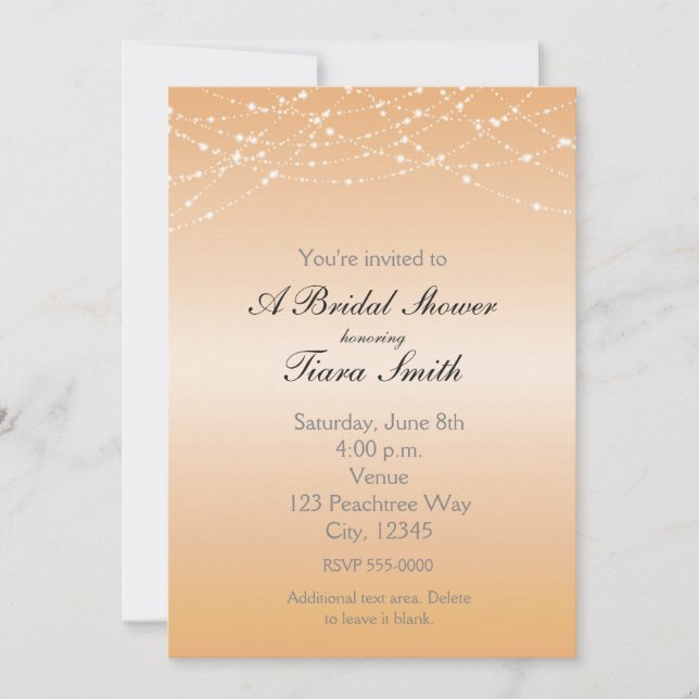 Invitation Faire part élégant de mariage scintillant à lumièr (Devant)