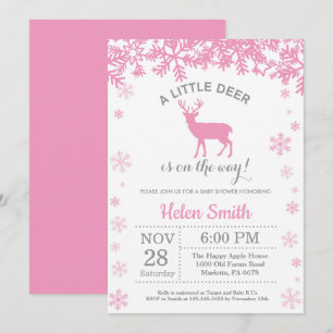Invitation Faire part Flocon de Neige Fête de Bébé Fille Hive