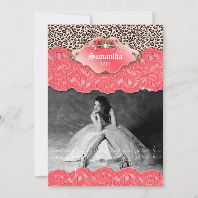 Invitation Faire-part Leopard Crown Coral (Devant)
