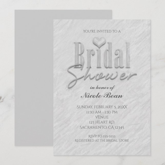 Invitation Faire part moderne et chic de mariage Blanc Gris (Devant / Derrière)