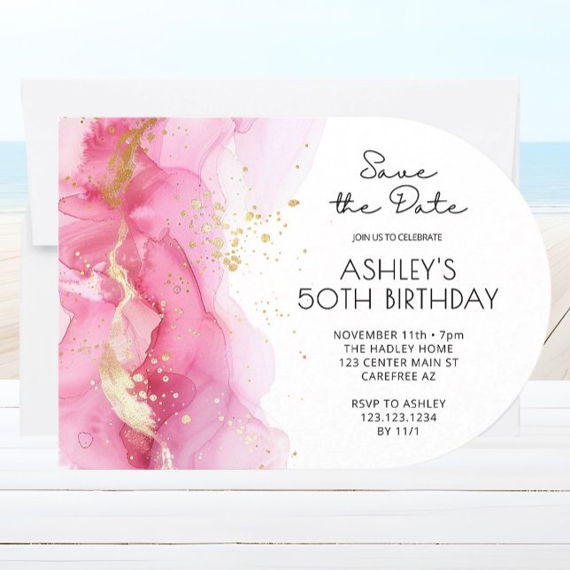 Invitation Faire part moderne rose pour 50e anniversaire (Créateur téléchargé)