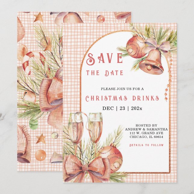 Invitation Faire part personnalisé de fête de Noël (Devant / Derrière)