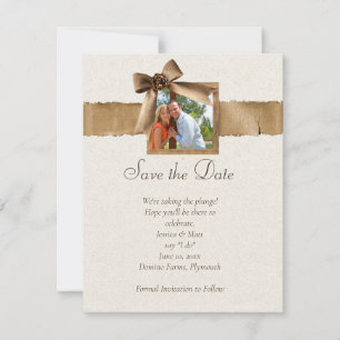 Invitation Faire part photo de toile de jute rustique