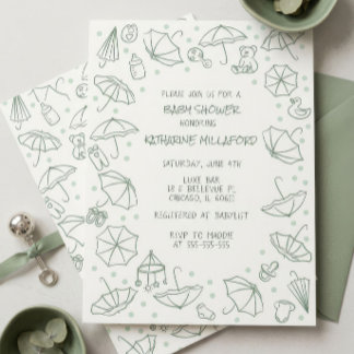 Invitation Faire-parts de Baby Shower Genre Neutre | Paraplui