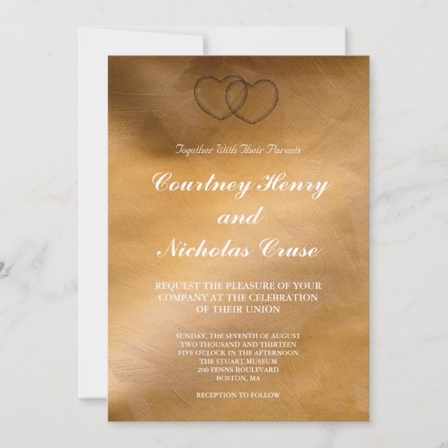 Invitation Faire-parts de mariage Copper Hearts (Devant)