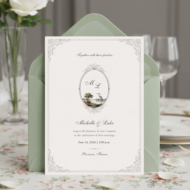 Invitation Faire-Paysage-Français-Monogramme-Mariage  (Créateur téléchargé)