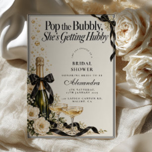 Invitation Faire sauter le Champagne Mariage Shower Noir