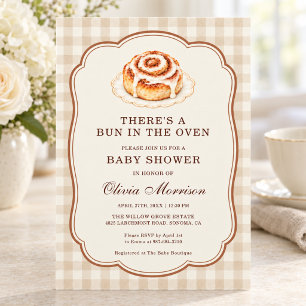 Invitation Faire son Pain dans le Four Gingham Neutre Baby Sh