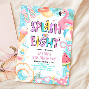 Invitation Faire Splash Pour Huit Fête D'anniversaire Piscine