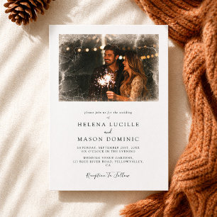 Invitation Faire superposition de photo Mariage simple et élé