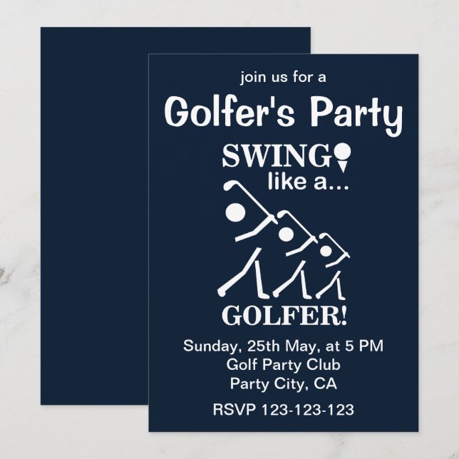 Invitation Faire Swinguer comme un Golfeur Fête de Golf (Devant / Derrière)