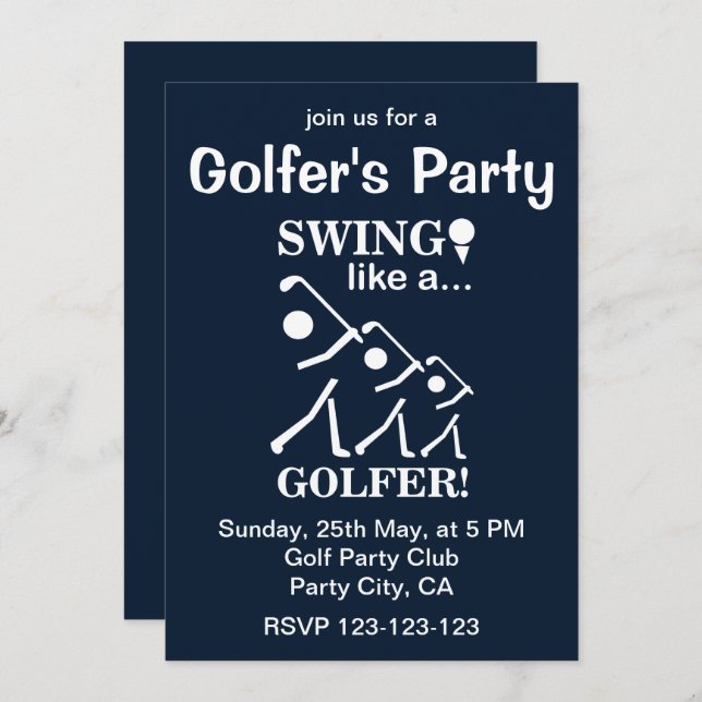 Invitation Faire Swinguer comme un Golfeur Soirée Golfique (Devant / Derrière)