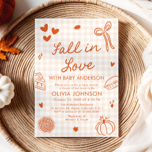 Invitation Faire tomber amoureux de la Baby Shower à carreaux