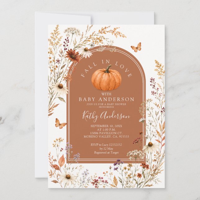 Invitation Faire tomber dans l'amour Citrouille Cozy Rustique (Devant)