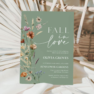 Invitation Faire tomber dans l'amour Vert Sauge Fleur Sauvage