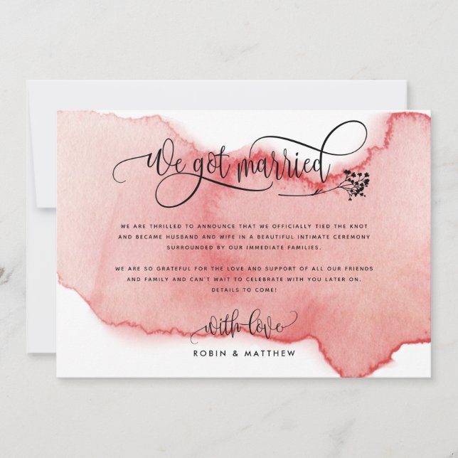 Invitation Faire un mariage en catimini, annonce de mariage (Devant)