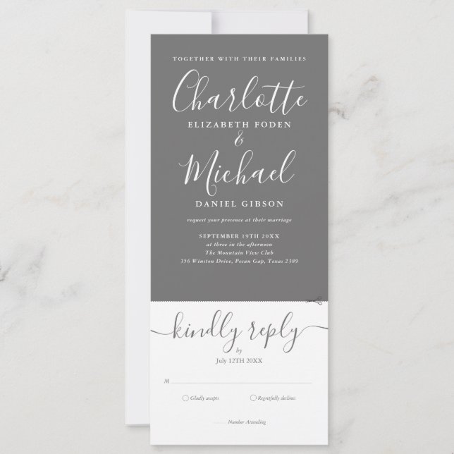 Invitation Faire Un Mariage Gris Et Blanc Tout En Un (Devant)